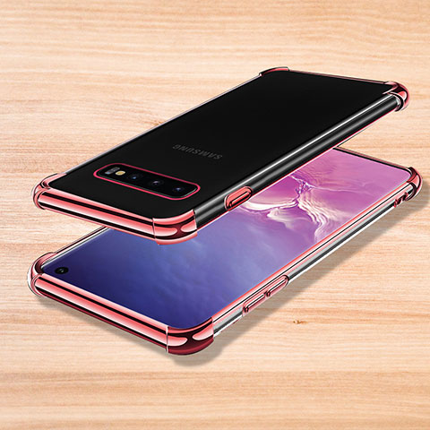 Custodia Silicone Trasparente Ultra Sottile Cover Morbida H04 per Samsung Galaxy S10 5G Oro Rosa