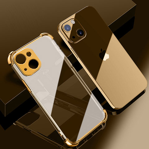 Custodia Silicone Trasparente Ultra Sottile Cover Morbida H06 per Apple iPhone 15 Plus Oro