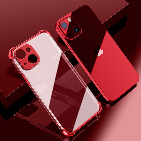 Custodia Silicone Trasparente Ultra Sottile Cover Morbida H06 per Apple iPhone 15 Plus Rosso