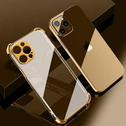 Custodia Silicone Trasparente Ultra Sottile Cover Morbida H06 per Apple iPhone 15 Pro Oro