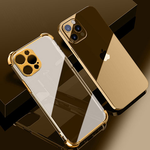 Custodia Silicone Trasparente Ultra Sottile Cover Morbida H06 per Apple iPhone 16 Pro Max Oro