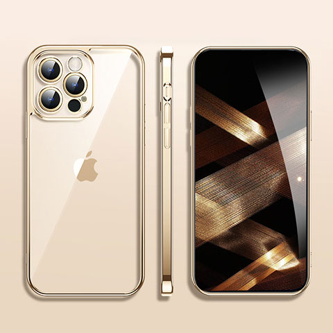 Custodia Silicone Trasparente Ultra Sottile Cover Morbida H09 per Apple iPhone 16 Pro Oro