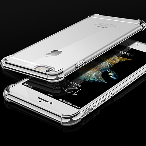 Custodia Silicone Trasparente Ultra Sottile Cover Morbida HC01 per Apple iPhone 6 Argento