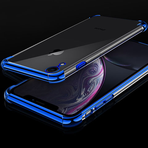 Custodia Silicone Trasparente Ultra Sottile Cover Morbida HC07 per Apple iPhone XR Blu