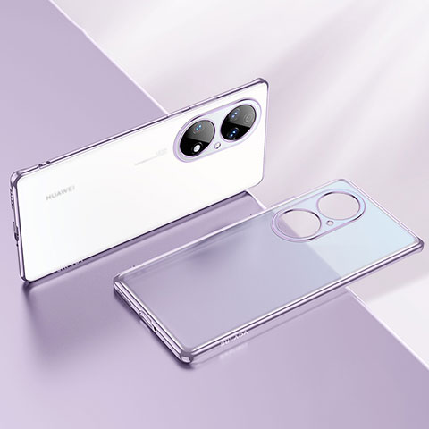 Custodia Silicone Trasparente Ultra Sottile Cover Morbida LD2 per Huawei P50 Pro Viola