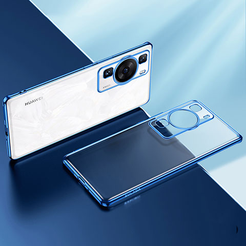 Custodia Silicone Trasparente Ultra Sottile Cover Morbida LD2 per Huawei P60 Pro Blu