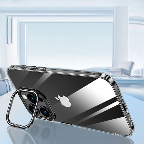 Custodia Silicone Trasparente Ultra Sottile Cover Morbida LD6 per Apple iPhone 15 Pro Nero