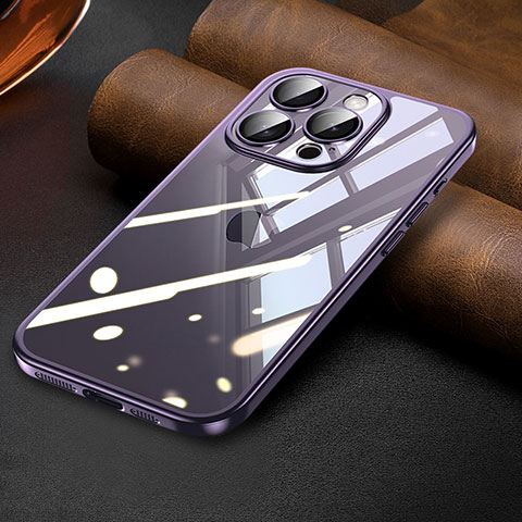 Custodia Silicone Trasparente Ultra Sottile Cover Morbida LD7 per Apple iPhone 14 Pro Viola