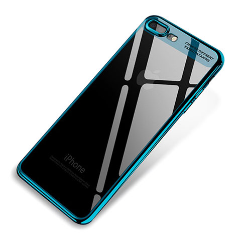 Custodia Silicone Trasparente Ultra Sottile Cover Morbida Q03 per Apple iPhone 7 Plus Blu