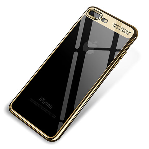 Custodia Silicone Trasparente Ultra Sottile Cover Morbida Q03 per Apple iPhone 7 Plus Oro