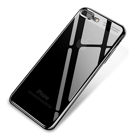 Custodia Silicone Trasparente Ultra Sottile Cover Morbida Q03 per Apple iPhone 8 Plus Nero