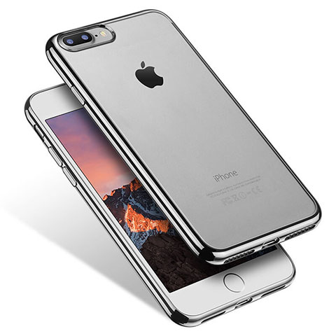 Custodia Silicone Trasparente Ultra Sottile Cover Morbida Q07 per Apple iPhone 7 Plus Nero