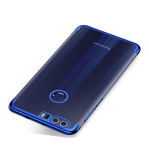 Custodia Silicone Trasparente Ultra Sottile Cover Morbida S01 per Huawei Honor 8 Blu