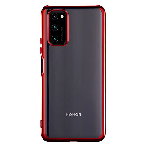 Custodia Silicone Trasparente Ultra Sottile Cover Morbida S01 per Huawei Honor V30 5G Rosso