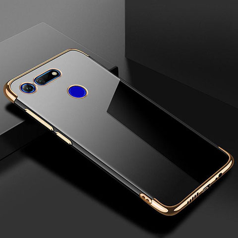 Custodia Silicone Trasparente Ultra Sottile Cover Morbida S01 per Huawei Honor View 20 Oro