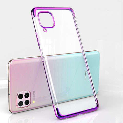 Custodia Silicone Trasparente Ultra Sottile Cover Morbida S01 per Huawei Nova 7i Viola