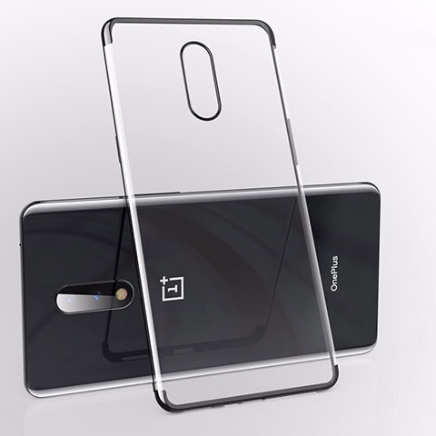 Custodia Silicone Trasparente Ultra Sottile Cover Morbida S01 per OnePlus 7 Nero