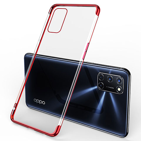 Custodia Silicone Trasparente Ultra Sottile Cover Morbida S01 per Oppo A92 Rosso