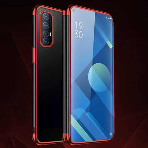 Custodia Silicone Trasparente Ultra Sottile Cover Morbida S01 per Oppo Reno3 Pro Rosso