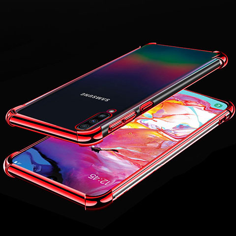 Custodia Silicone Trasparente Ultra Sottile Cover Morbida S01 per Samsung Galaxy A90 5G Rosso