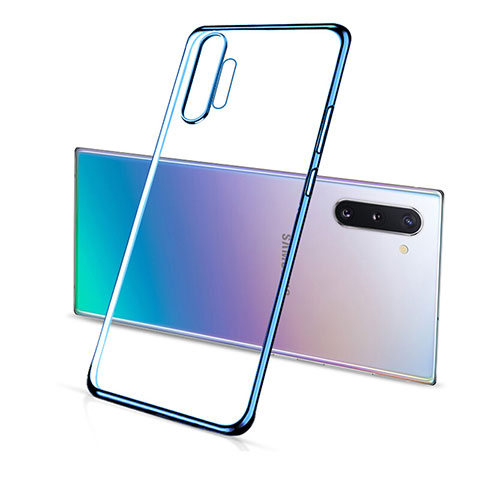 Custodia Silicone Trasparente Ultra Sottile Cover Morbida S01 per Samsung Galaxy Note 10 Plus Blu