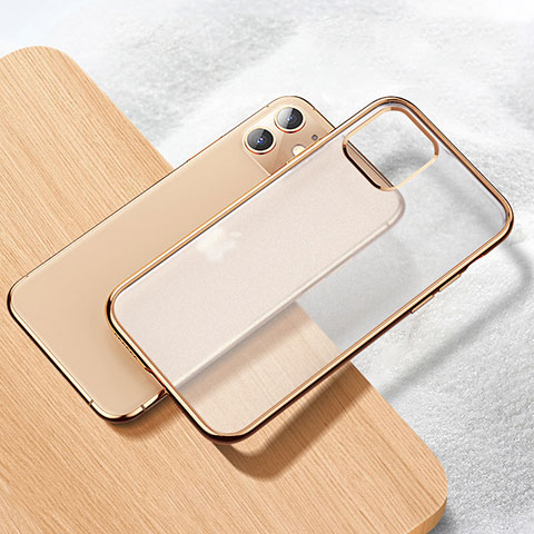 Custodia Silicone Trasparente Ultra Sottile Cover Morbida S02 per Apple iPhone 11 Oro