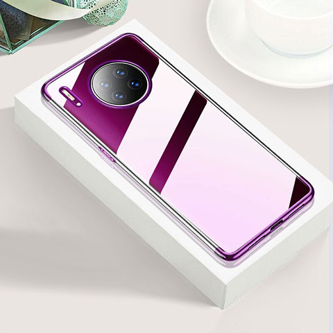 Custodia Silicone Trasparente Ultra Sottile Cover Morbida S02 per Huawei Mate 30 Viola