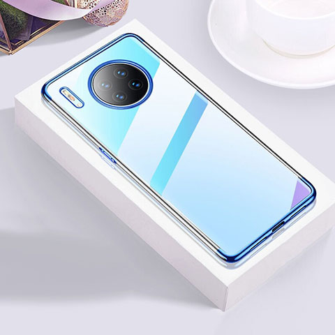 Custodia Silicone Trasparente Ultra Sottile Cover Morbida S02 per Huawei Mate 30E Pro 5G Blu