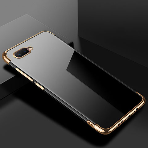 Custodia Silicone Trasparente Ultra Sottile Cover Morbida S02 per Oppo R17 Neo Oro