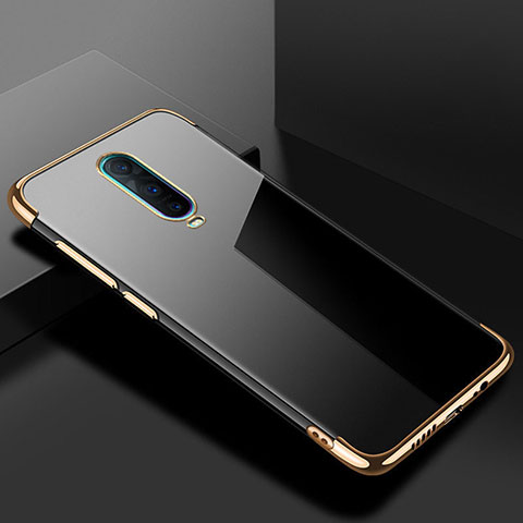 Custodia Silicone Trasparente Ultra Sottile Cover Morbida S02 per Oppo R17 Pro Oro