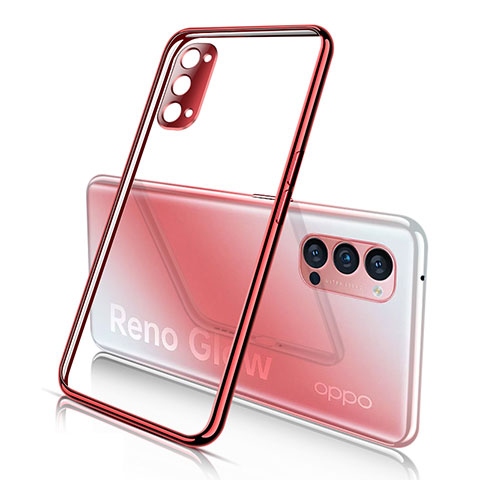 Custodia Silicone Trasparente Ultra Sottile Cover Morbida S02 per Oppo Reno4 Pro 5G Rosso