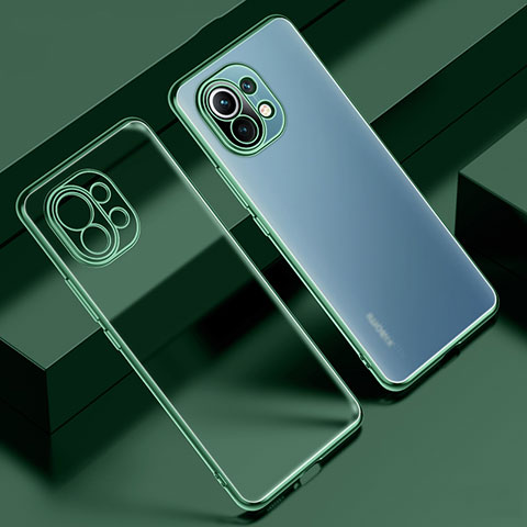 Custodia Silicone Trasparente Ultra Sottile Cover Morbida S02 per Xiaomi Mi 11 Lite 5G NE Verde