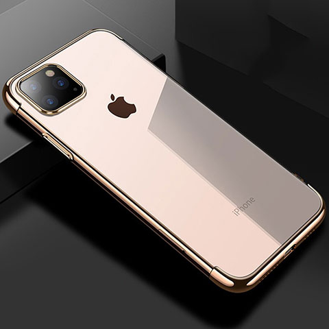 Custodia Silicone Trasparente Ultra Sottile Cover Morbida S03 per Apple iPhone 11 Pro Max Oro