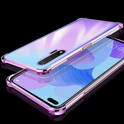 Custodia Silicone Trasparente Ultra Sottile Cover Morbida S03 per Huawei Nova 6 Viola