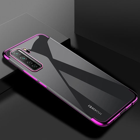 Custodia Silicone Trasparente Ultra Sottile Cover Morbida S03 per Huawei P40 Lite 5G Viola