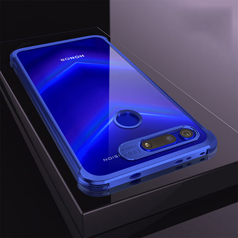 Custodia Silicone Trasparente Ultra Sottile Cover Morbida S04 per Huawei Honor View 20 Blu