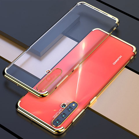 Custodia Silicone Trasparente Ultra Sottile Cover Morbida S04 per Huawei Nova 5 Oro