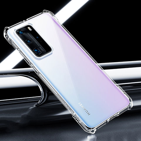 Custodia Silicone Trasparente Ultra Sottile Cover Morbida S04 per Huawei P40 Pro Chiaro