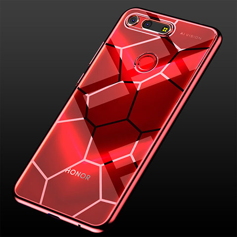 Custodia Silicone Trasparente Ultra Sottile Cover Morbida S05 per Huawei Honor View 20 Rosso