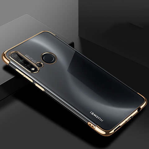 Custodia Silicone Trasparente Ultra Sottile Cover Morbida S07 per Huawei P20 Lite (2019) Oro