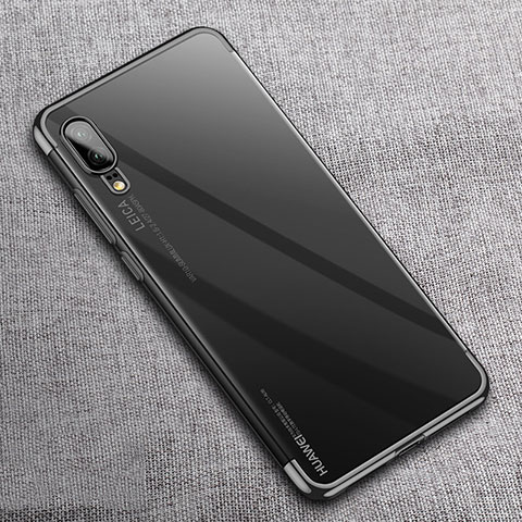 Custodia Silicone Trasparente Ultra Sottile Cover Morbida S08 per Huawei P20 Nero