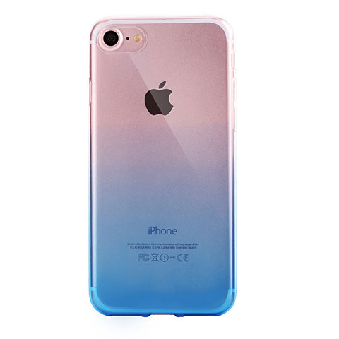 Custodia Silicone Trasparente Ultra Sottile Cover Morbida Sfumato G01 per Apple iPhone 8 Blu