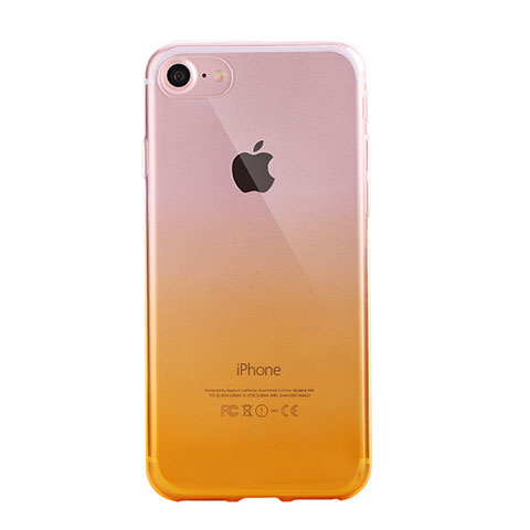 Custodia Silicone Trasparente Ultra Sottile Cover Morbida Sfumato G01 per Apple iPhone 8 Giallo