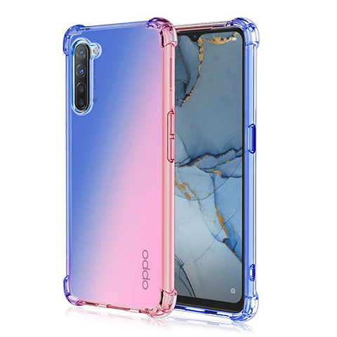 Custodia Silicone Trasparente Ultra Sottile Cover Morbida Sfumato G01 per Oppo F15 Blu