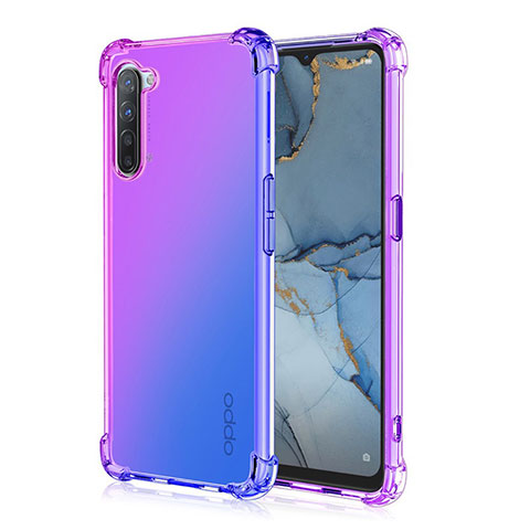 Custodia Silicone Trasparente Ultra Sottile Cover Morbida Sfumato G01 per Oppo Reno3 Viola