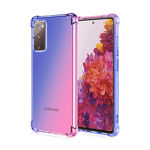 Custodia Silicone Trasparente Ultra Sottile Cover Morbida Sfumato G01 per Samsung Galaxy S20 FE 4G Blu