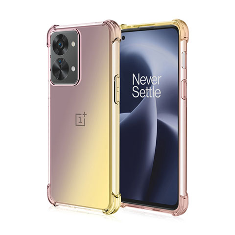 Custodia Silicone Trasparente Ultra Sottile Cover Morbida Sfumato per OnePlus Nord 2T 5G Giallo