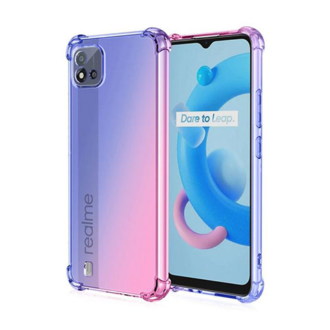 Custodia Silicone Trasparente Ultra Sottile Cover Morbida Sfumato per Realme C20A Blu