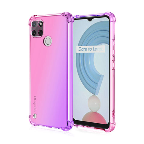 Custodia Silicone Trasparente Ultra Sottile Cover Morbida Sfumato per Realme C25Y India Rosa Caldo