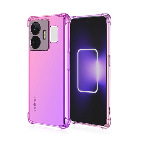 Custodia Silicone Trasparente Ultra Sottile Cover Morbida Sfumato per Realme GT Neo6 5G Rosa Caldo